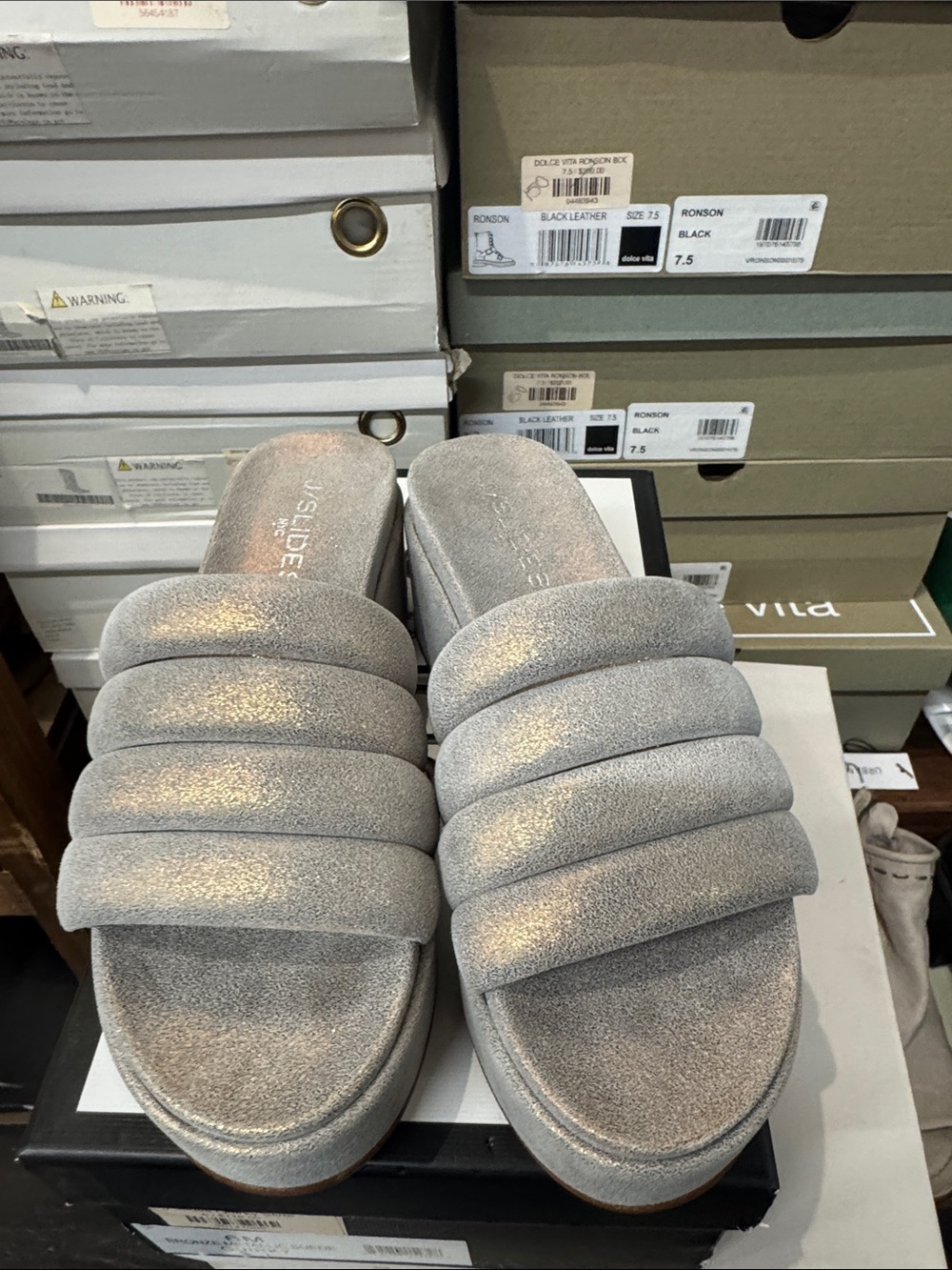 Vionic Silver Quilted Slide Sandal for Women
